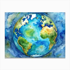 Watercolor Painting Of The Earth Canvas Print