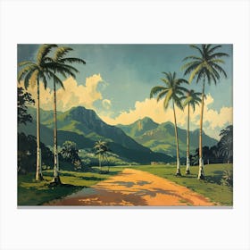 Palm Trees On A Dirt Road Canvas Print