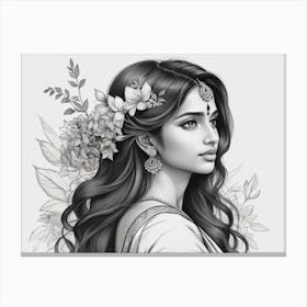 Indian Girl Drawing Canvas Print