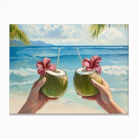 Two Coconuts On The Beach Stampe su tela