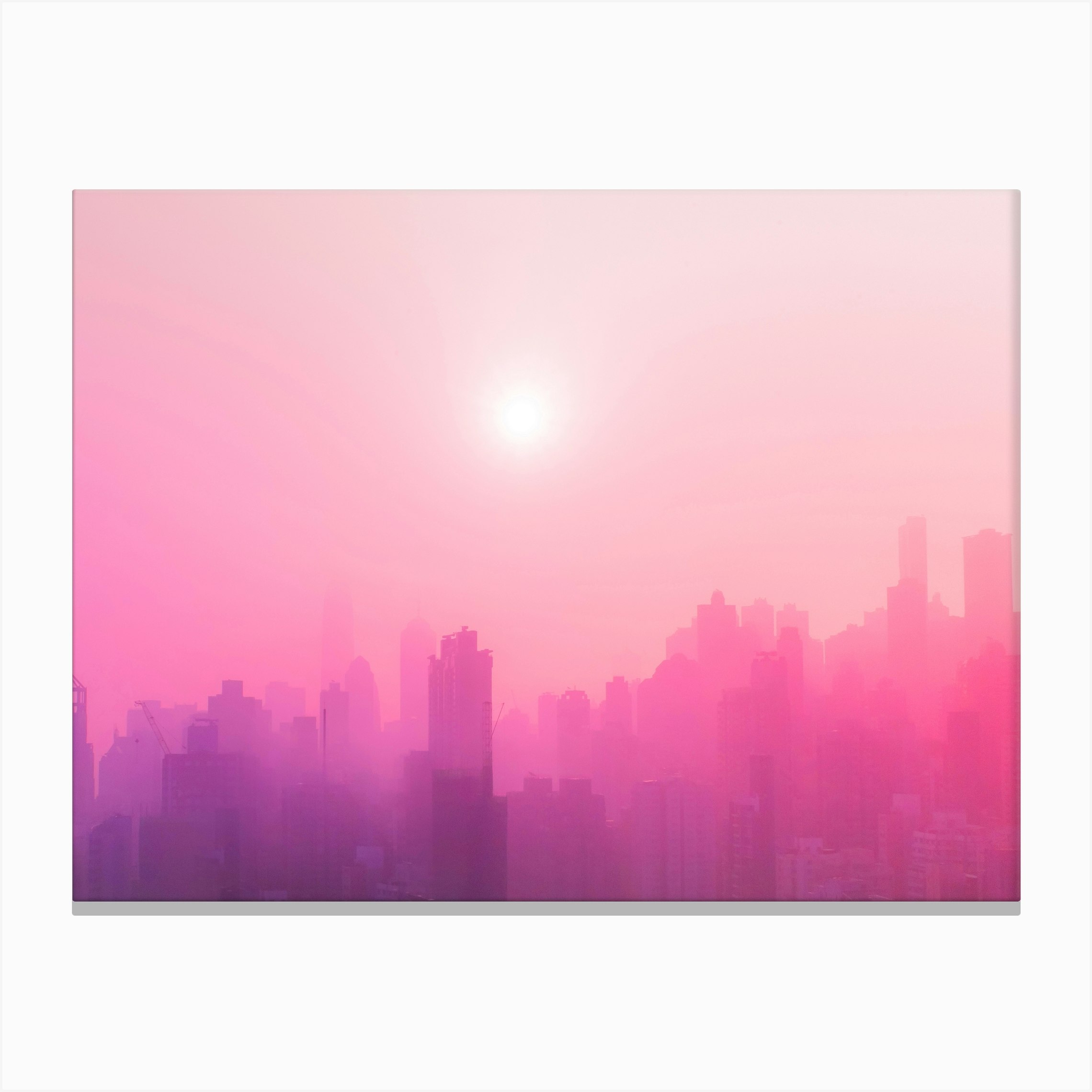 Pink City Skyline Canvas Print By Mambo Fy