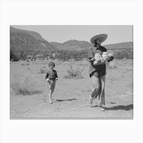 Mrs Caudill And Daughter Carrying Household Equipment To New Dugout, Pie Town, New Mexico By Russell Lee Canvas Print