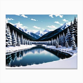 The Frozen River: A Winter Scene 2 Canvas Print