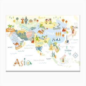 Asia Map Canvas Print