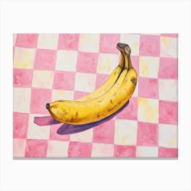 Banana Still Life Pink Checkerboard 1 Canvas Print