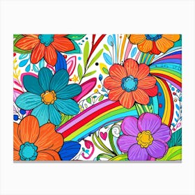 Rainbow Flowers Canvas Print