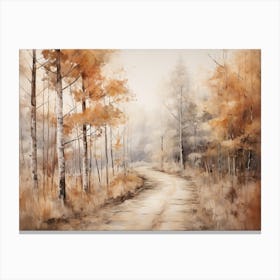 A Painting Of Country Road Through Woods In Autumn 57 Canvas Print