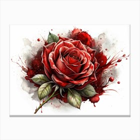 Blood Splattered Red Rose Canvas Print