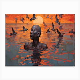 Man In The Water 2 Canvas Print