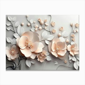 3d With Simple Floral Painting Canvas Print