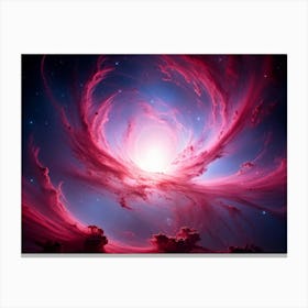 Abstract Celestial Scene Capturing A Nebula Explosion In The Pink And Red Hues Of A Distant Galaxy (1) Canvas Print