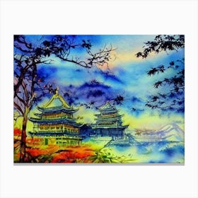 Dawn’S Tranquil Pagoda Canvas Print