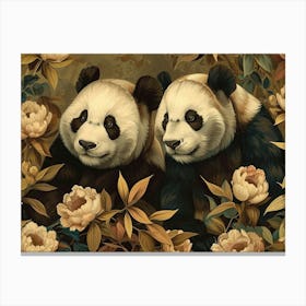 Floral Animal Illustration Giant Panda 1 Canvas Print