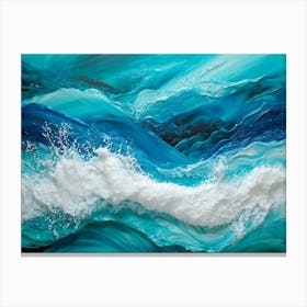 Abstract Turquoise Waves Cresting With A Tangible Sense Of Fresh Nautical Texture Imply Movement D Canvas Print