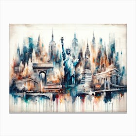 Watercolor Abstract New York City Landmarks Canvas Print