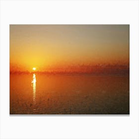 Orange Sunset, Sea, Oil Painting Canvas Print