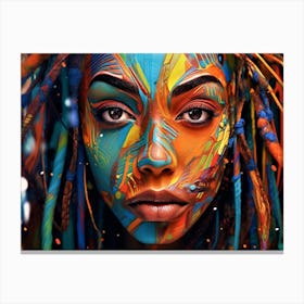 Serious - Colorful Woman With Dreadlocks Canvas Print