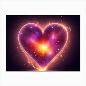 A Colorful Glowing Heart On A Dark Background Horizontal Composition 17 Canvas Print