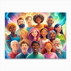 Diverse Group Of People Smiling Canvas Print