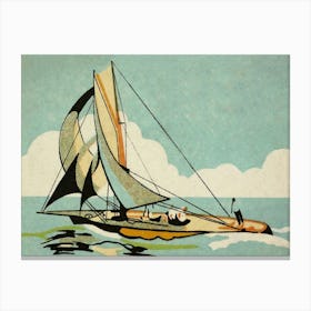 Sailboat, Japanese Matchbox Label Art, Vintage Sailboat Canvas Print