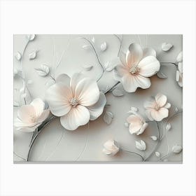 White Flowers On A Wall 6 Canvas Print