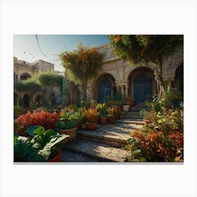 Courtyard In A City Canvas Print