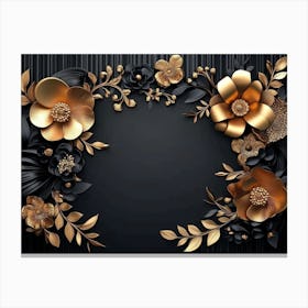 3D Gold Floral Frame Canvas Print