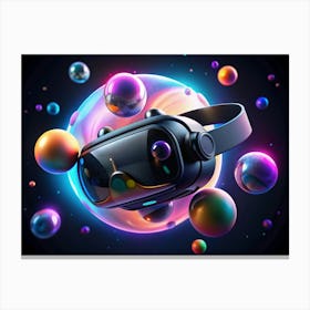 Futuristic Vr Headset With Holographic Spheres Canvas Print