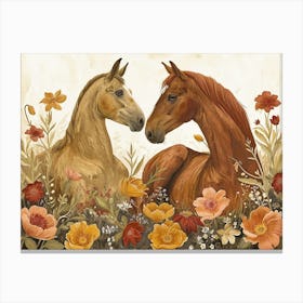 Floral Animal Illustration Horse 3 Canvas Print