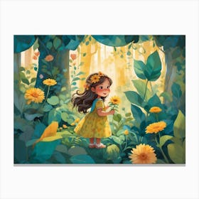 Little Girl In The Forest Canvas Print