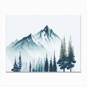 Mountain And Forest In Minimalist Watercolor Horizontal Composition 195 Canvas Print