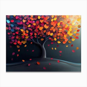 Colorful Tree With Leaves On Hanging Branches 3 Canvas Print