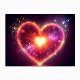 A Colorful Glowing Heart On A Dark Background Horizontal Composition 80 Canvas Print