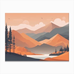 Misty mountains horizontal background in orange tone 131 Canvas Print