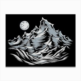 Moon And Mountains Canvas Print