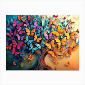 Background Of The Fantastic Butterfly Tree Canvas Print