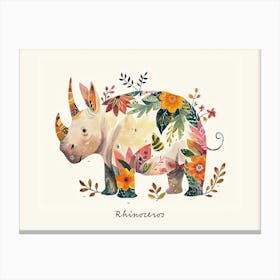 Little Floral Rhinoceros 2 Poster Canvas Print