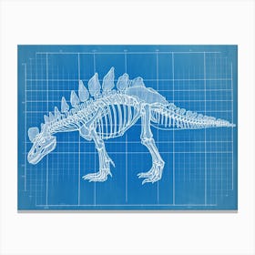 Stegosaurus Skeleton Hand Drawn Blueprint 1 Canvas Print