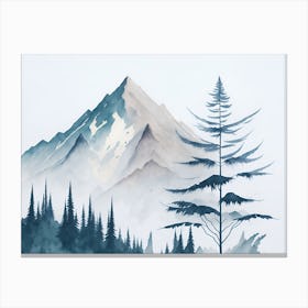 Mountain And Forest In Minimalist Watercolor Horizontal Composition 145 Canvas Print