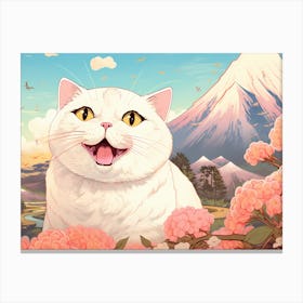 White Cat In The Mountains Canvas Print