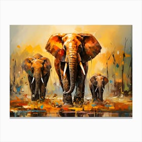 Stunning Abstract Elephant Art: Vibrant Modern Digital Painting of the Savannah Leinwandbild