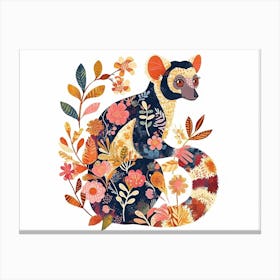 Little Floral Lemur 1 Canvas Print
