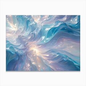 Abstract Background With Swirling, Flowing Lines In Shades Of Blue And White, Resembling A Liquid Or Fluid Substance Canvas Print