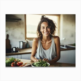 Healthy Woman In Kitchen 8 Canvas Print