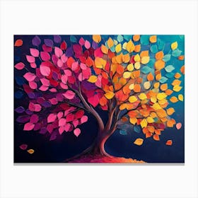 Elegant Colorful Tree With Vibrant Leaves Hanging Branches 2 Canvas Print