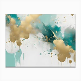 Gold And Teal Abstract Painting 1 Canvas Print