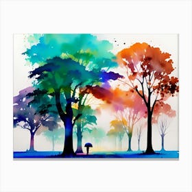 Watercolor Of Trees 9 Canvas Print