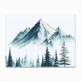 Mountain And Forest In Minimalist Watercolor Horizontal Composition 125 Canvas Print