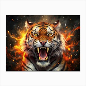 Fiery Tiger Roaring Canvas Print