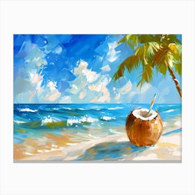 Coconut On The Beach Canvas Print